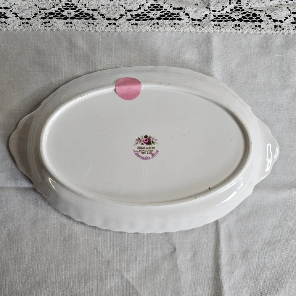 Royal Albert Bone China Lavender Rose Pattern Oval Relish Tray 8.5